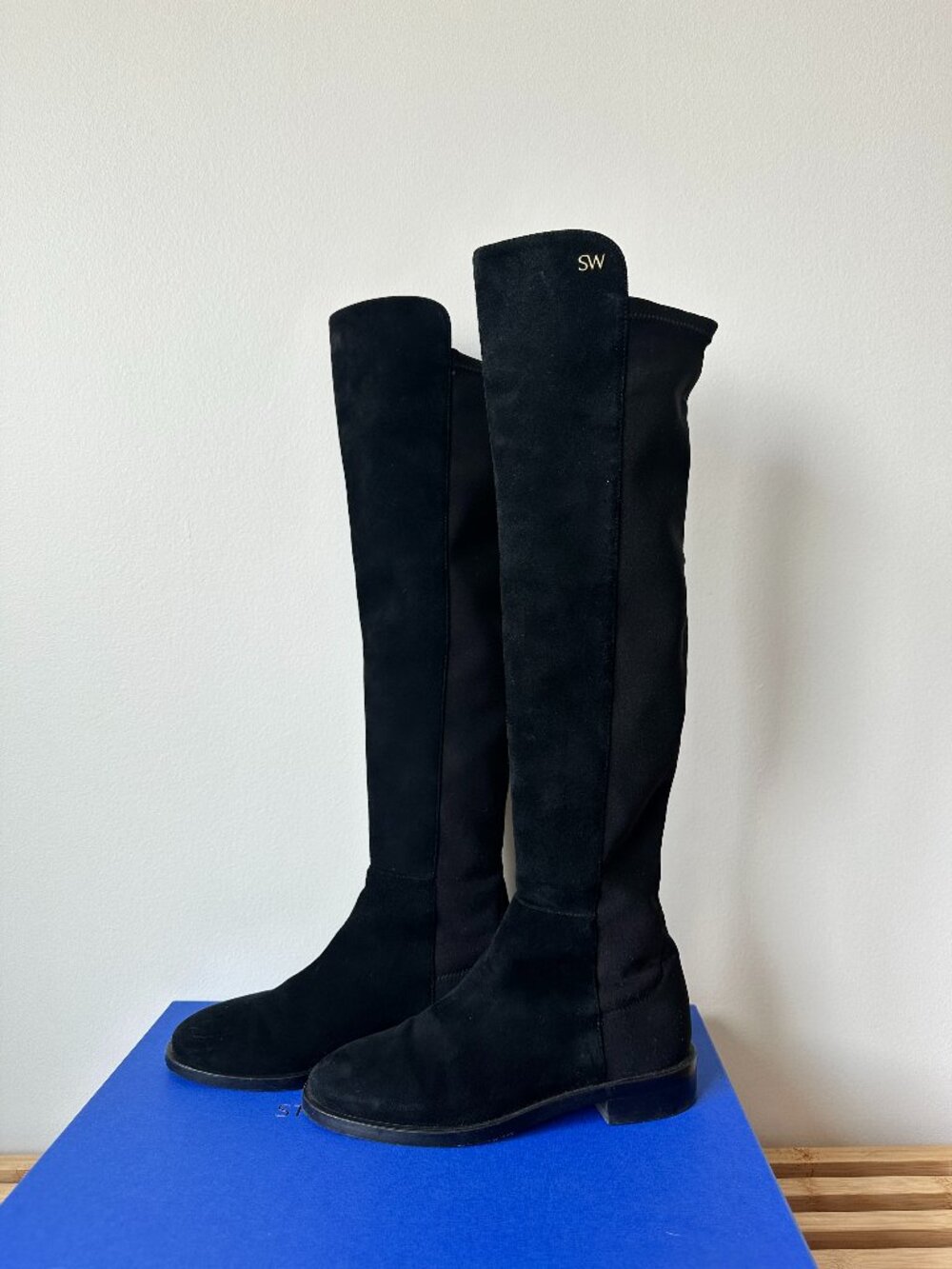 Stuart Weitzman 5050 Over-The-Knee Black Suede Boots